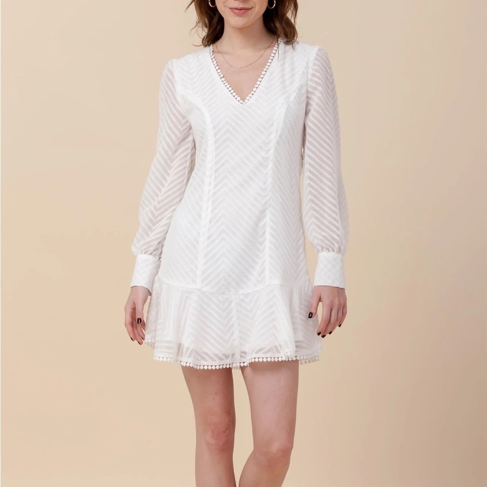 White Hilda Long Sleeve Open Back Dress